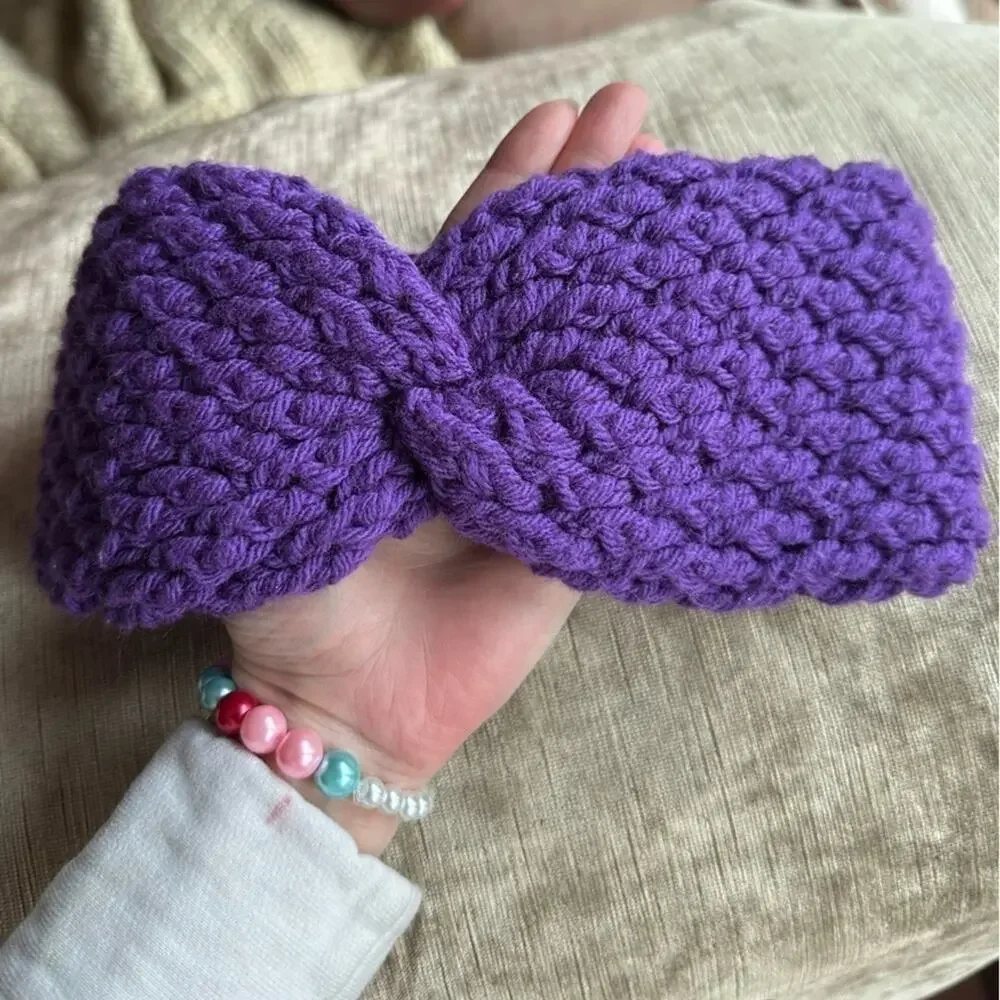Handmade purple twist knot headband crochet acrylic